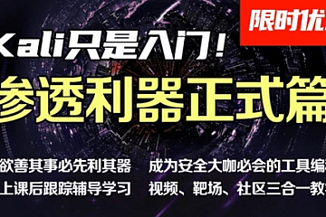 掌控安全渗透利器进阶班,(kali/代码审计/网络安全/web安全/测试/信息安全),价值4298