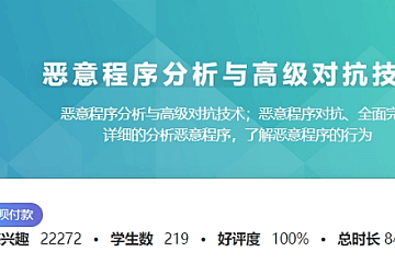 恶意程序分析与高级对抗技术,专杀/通杀/恶意行为/工具使用等,价值799